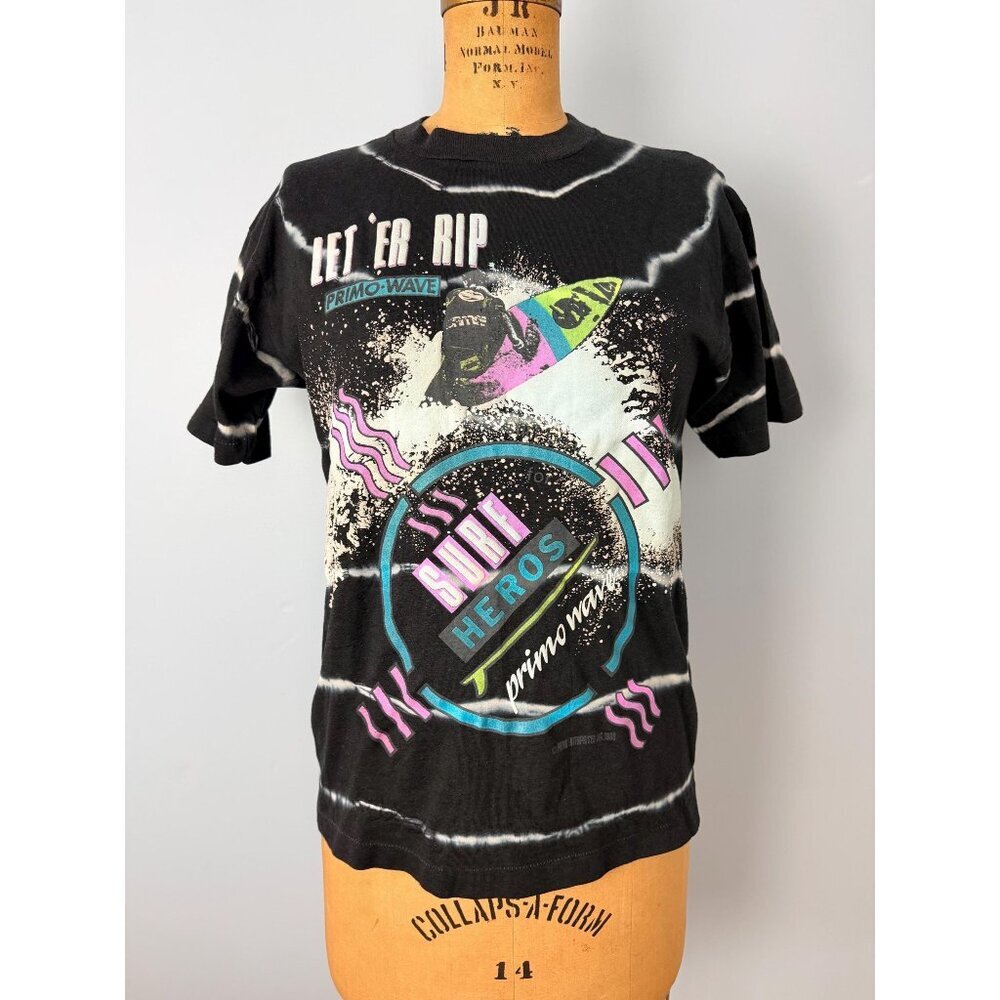 Vintage Primo Enterprises Surfer T-shirt, Size L, Tie Dye Surf Heros Let 'Er Rip